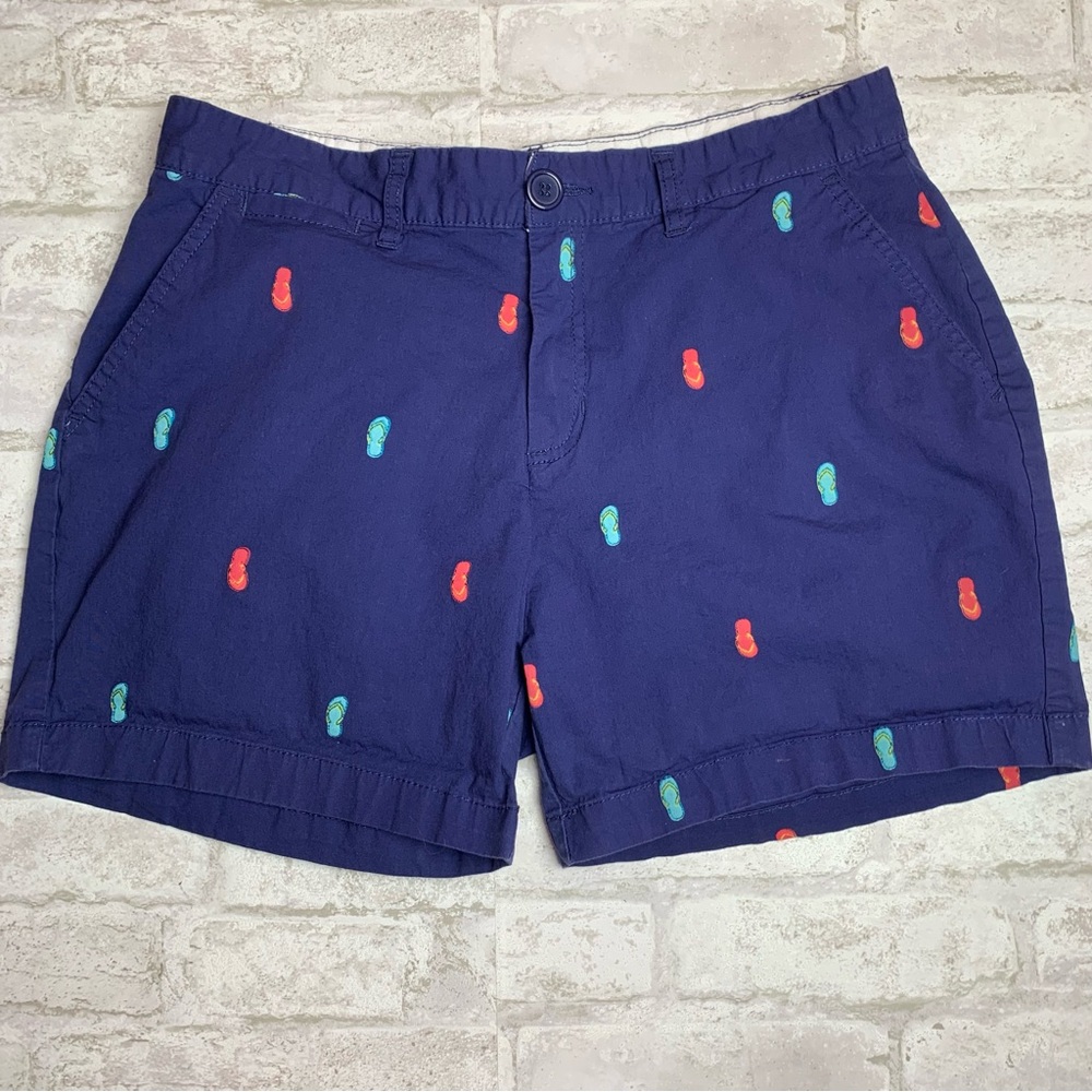 Hastings & Smith Navy Blue Chino Shorts Flip Flop Thong Print EUC 10P😍